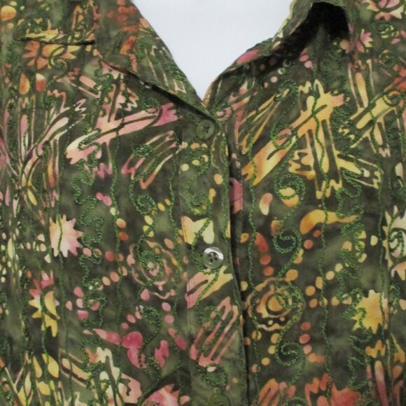 Vintage top, Territory Ahead button down textured embroidered blouse size L - Picture 4 of 7